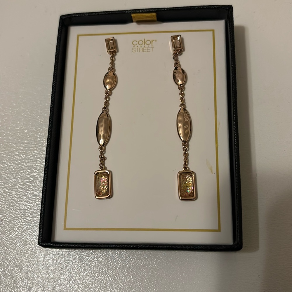 Dangle Gold Tokyo Lights Earrings 2.5” long